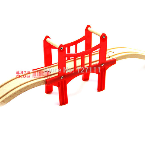 Wooden train Track Includes two curved tracks  with a red pier free shipping