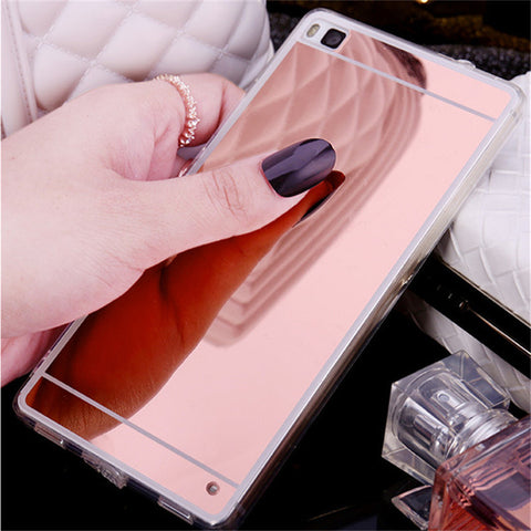 Luxury Mirror Soft Case For Huawei P8 lite Case Fashion TPU Frame Cover For Huawei Ascend P8 P9 lite Plus Ultra Slim Phone Case