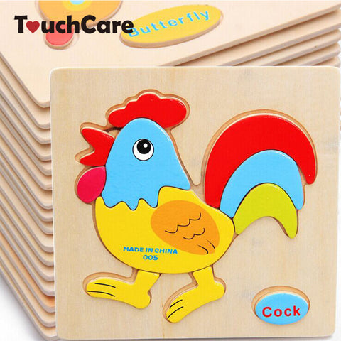 1pcs colorful Kid Wooden Animals Cartoon Picture Puzzle Kids Baby Educational Toys train children newborn early development
