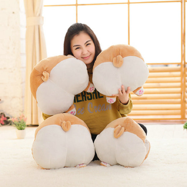 38-42cm Cute New Style Corgi dog arse Plush Toys Winter hand warm big fat arse cloth doll stuffed plush kids toys baby pillow