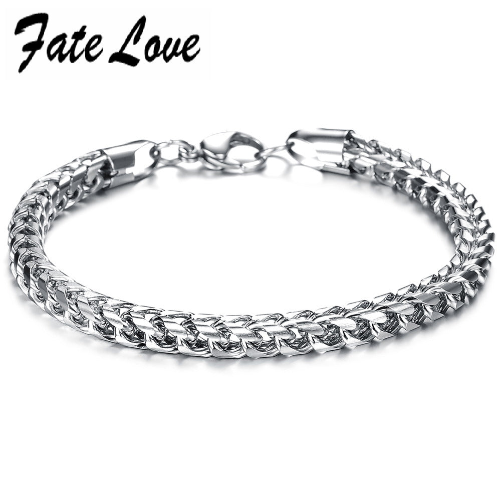 Fashion Jewelry Stainless Steel Titanium Silver Chains Men Bangle Bracelet   672