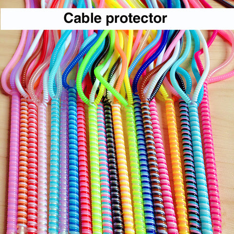 60cm Colors Data Cable Protective Sleeve Spring twine For Iphone Android USB Charging earphone Case Cover Bobbin winder