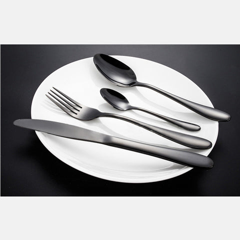 Stainless Steel Black Gold Western Food Dinnerware Cutlery Fork Knife & Spoons Tableware Set Best Gift