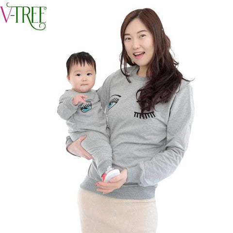 v-tree 2016 spring family clothing print mother kids family matching outfits full sleeve baby romper mother t-shirt family look
