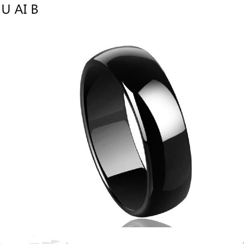 Fashion wide 3 mm , 6 mm black color ,wide 3 mm ,6mm white color Space ceramic ring simple tail ring of men and women