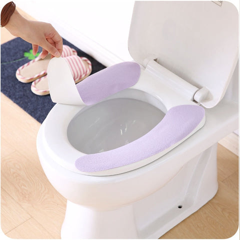 1 Pair Warmer Toilet Seat Mat Washable Cushion Sticker Crop Washable Tiolet Seat Cover For Winter Fall Bathroom Closestool