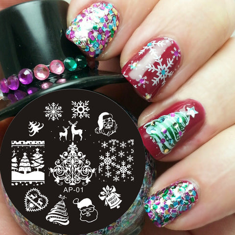 Pandox Christmas XMAS Theme Nail Art Stamp Template Image Plate AP01 Nail Stamping Plates Set