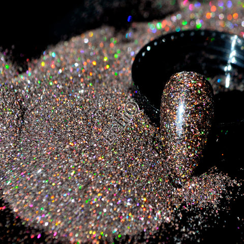 Holographic Nail Glitter Powder Dark Brown Coffee AB Nail Art DIY UV Shiny Glitter Dust Pigment 5g N57