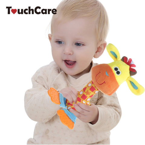 25cm Colourful Animals Infant Baby Rattles Soft Plush Toys Kids Car Handing Mobiles BB Sounder Ringbell Teether Pelucia