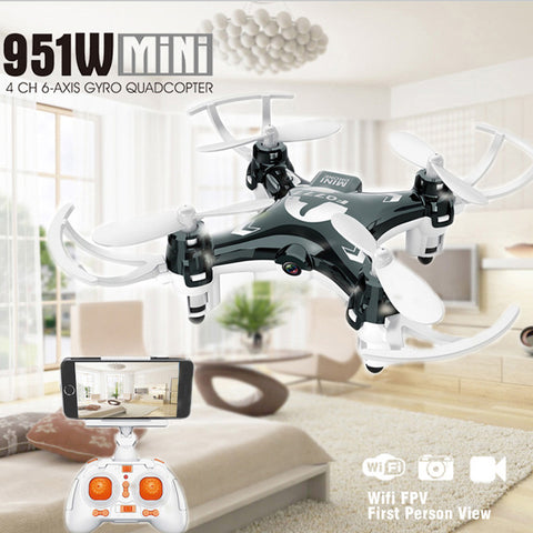 FQ777 951W WIFI Mini Pocket Drone FPV 4CH 6-axis Gyro Quadcopter with 30W HD Camera Smartphone Holder Transmitter RC Helicopter