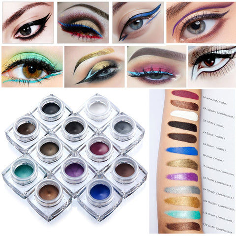 Brand Makeup Eyes Colors Pigment White Black Brown Eye Liner Pencil Maquillage Cosplay Matte Shimmer Waterproof Eyeliner Gel