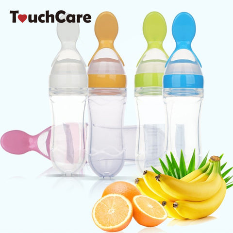 Infant Kids Spoon Baby Feeding Silica Gel Feeding Bottle With Spoon Food Supplement Rice Cereal Bottle Nipple Pacifier