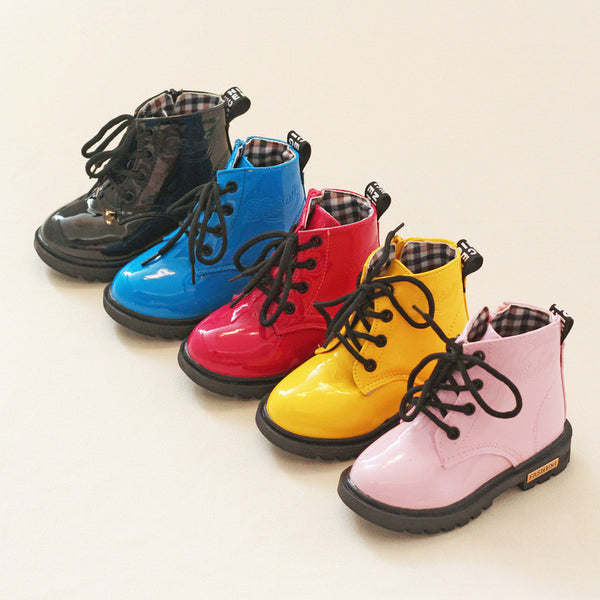 Hot sale Children Shoes PU Leather Waterproof Martin Boots Kids Snow Boots Brand Boys Rubber Boots Fashion Girls Sneakers
