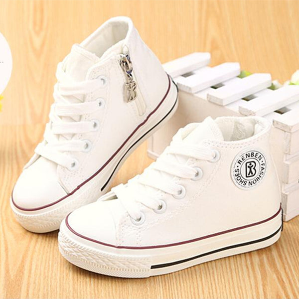 Kids shoes for girl children canvas shoes boys sneakers 2017 Spring autumn girls shoes White High Solid fashion Children shoes