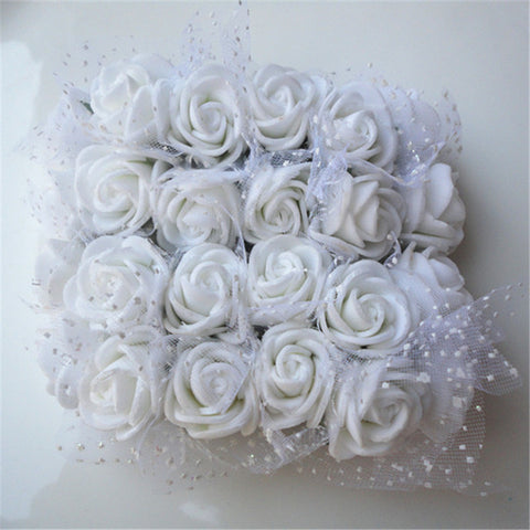 12pcs/lot Mini Artificial Rose Flowers Party Wedding decoration for home PE Foam flowers wreaths Artificial 2-2.5cm Head 6z