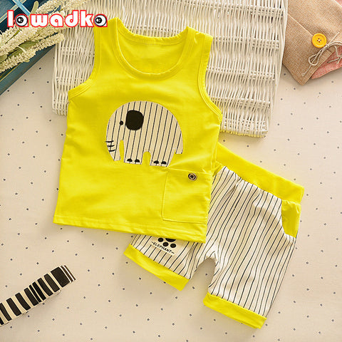 Baby Boys Girls Clothing Set Children Vest + Pants Set Kids Cartoon Clothes Casual Suits 3 Design  2016 Summer