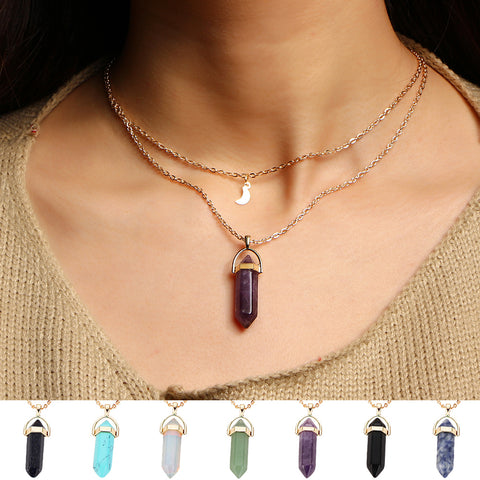 2017 Fashion unicorn Multi Color Natural Stone Quartz Pendants maxi Necklace For women New Lovers Gift brincos charms Jewelry