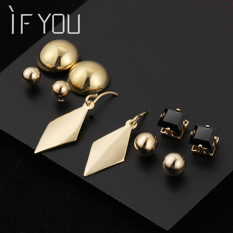 5 Pairl/Set unicorn Gold Color beads Stud Earrings For Women Engagement Wedding steampunk Jewelry Drop ship boucle d'oreille