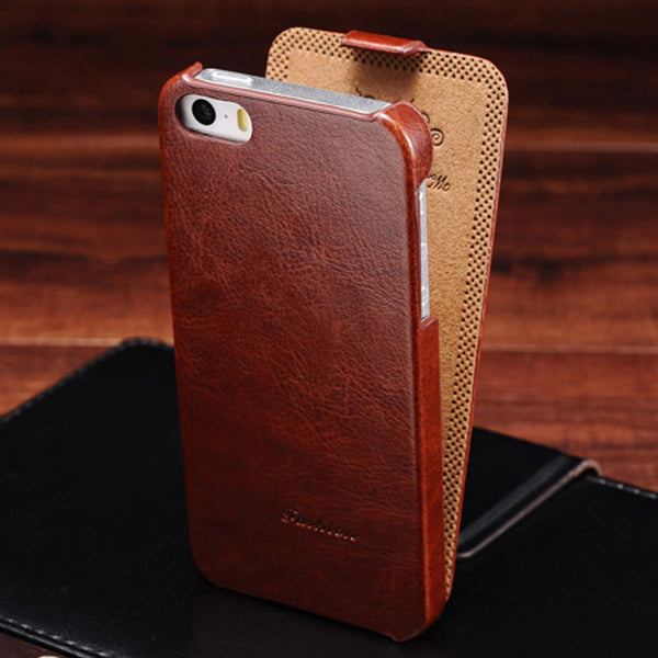 Flip PU Leather Case for iPhone 5s 5 S SE Retro Back Cover Coque with Fashion Logo Phone Bag Cases For iPhone 5 5SE Luxury