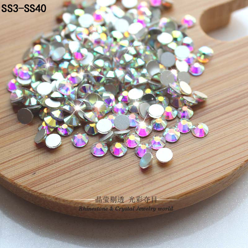 super glitter rhinestones Crystal AB ss3-ss40 DMC Non Hot Fix FlatBack strass Sewing & Fabric garment rhinestone nail art stone