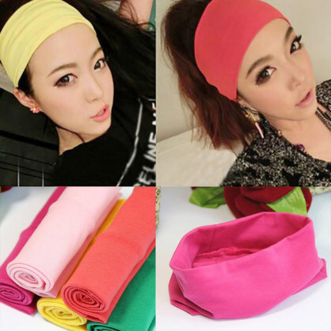 Fashion women candy color hair band sport Yoga cotton headband popular style absorb sweat wide headband for girls