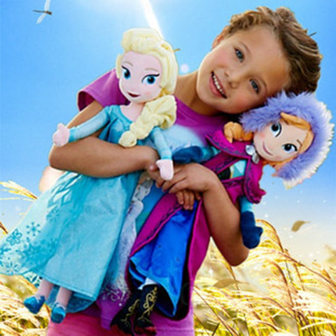 40cm 50cm Snow Queen Princess Plush Doll  Anna and Elsa Brinquedos Even Olaf Best Toys