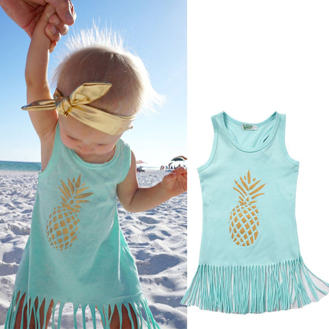 Toddler Kid Baby Girl Dresses Clothing Summer Sleeveless Tassel Tops Brief Cute Girls Dress Clothes