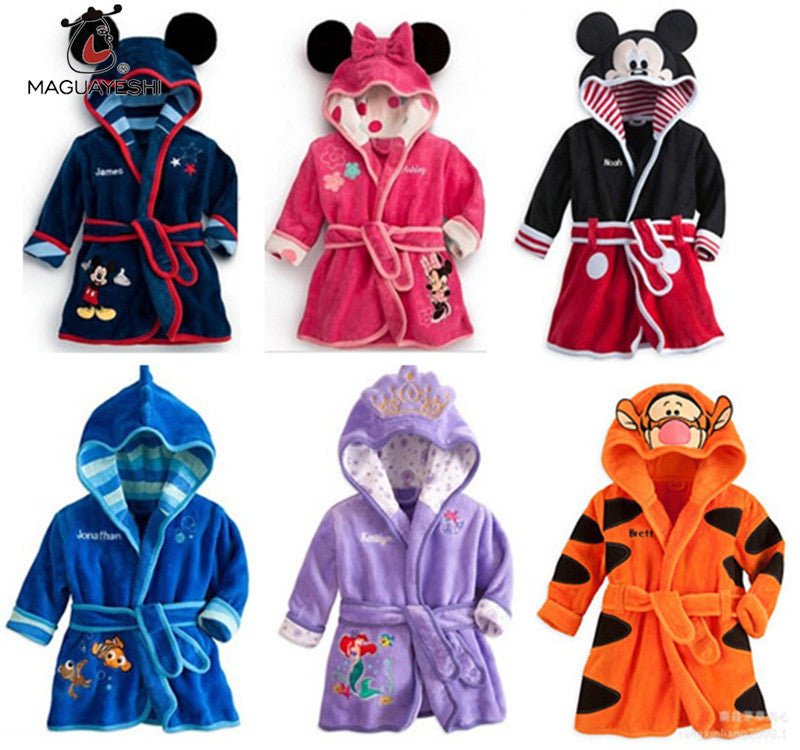 Children Pajamas Robe Kids Clothes Boys Girls Micky Minnie Bathrobes Baby Cartoon Flannel Sleepwear Infant Clothing