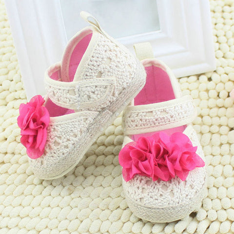 Toddler Baby Girl Flower Princess Shoes Soft Sole Prewalker Crib Shoes 0-18M