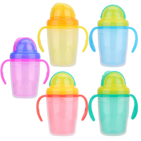 230ml Baby Cup Kids Children Straw Water Bottles Double-insulated Learn Feeding Drinking Handle Silicone Baby Bottles