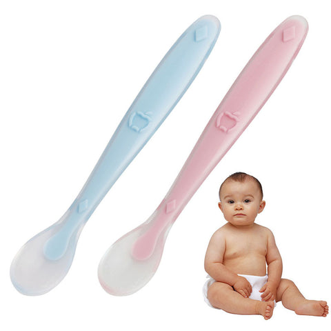 Soft Silicone Baby Spoon Feeding Spoon Lovely Flatware Tableware Gifts For Kids