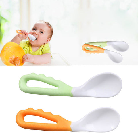 2Pcs Baby Pacifier Feeding Spoon Solid Supplies Curved Spoon Children Tableware