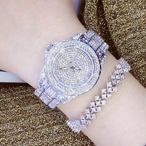 Ladies Fashion Quartz Watch Women Rhinestone Leather Casual Dress Women's Watch Rose Gold Crystal reloje mujer 2016 montre femme