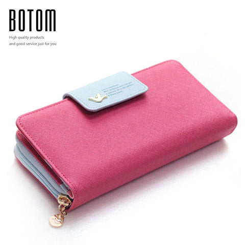 New Women Coin Purse High Capacity Bump Color Buckles Long Wallets Phone Fit For Iphone 4/4S/5S/5C Sumsang Billete Clutch Purse