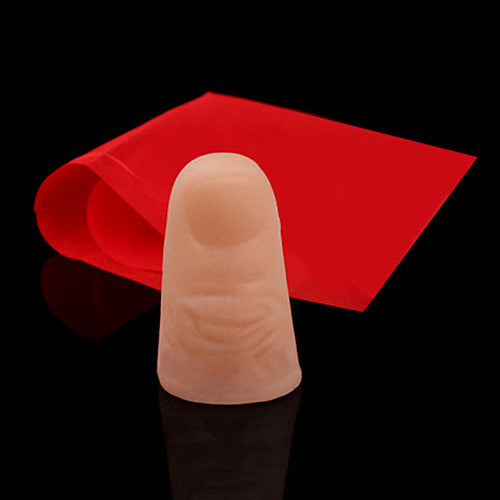 2016 New Magic Trick Props Close Up Vanish Appearing Plastic Finger Thumb Tip + Red Silk  7L4Z