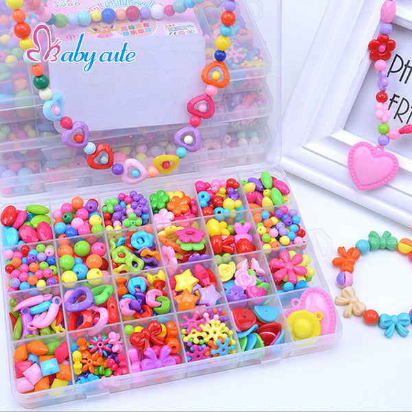Girl Beads DIY Toys For Children String Beads Make Up Puzzle Toys Jewelry Necklace Bracelet Building Kit Educational Block Toy