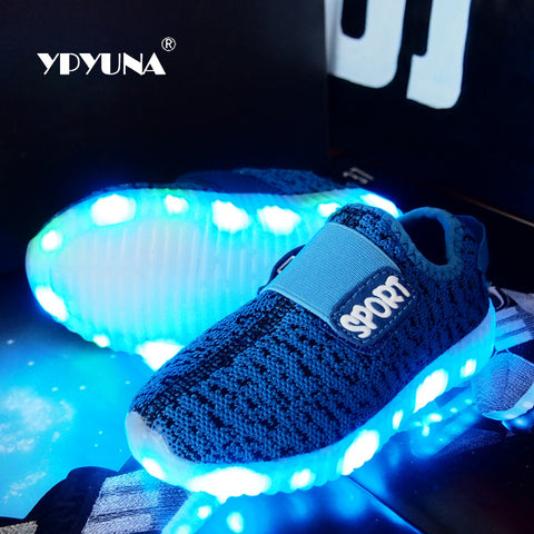 Eur25-37// usb charging breathable children basket led sneakers shoes kids with lighted up luminous shoes for girls&boys