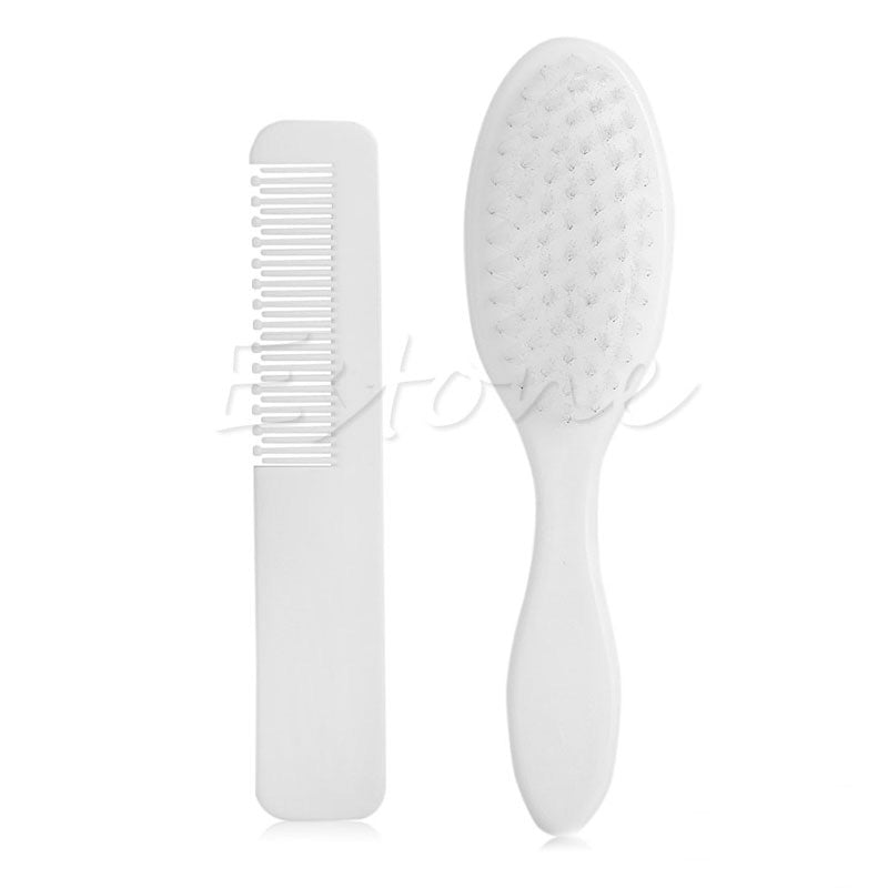 NEW 2Pcs Safety Soft Baby Hair Brush Set Infant Comb Grooming Shower Design Pack Kit
