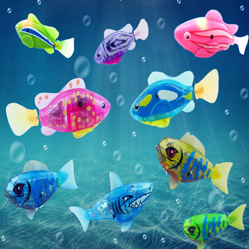 1Pcs New Baby toys Swimming led Light Fish Activated Battery Powered Robot Fish For Baby Bathing Toys send by random CX874465