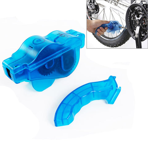 Blue Portable Bicycle Chain Cleaner,Bike Clean Machine Brushes Scrubber Wash Tool, Mountain Cycling Cleaning Kit Outdoor Sports