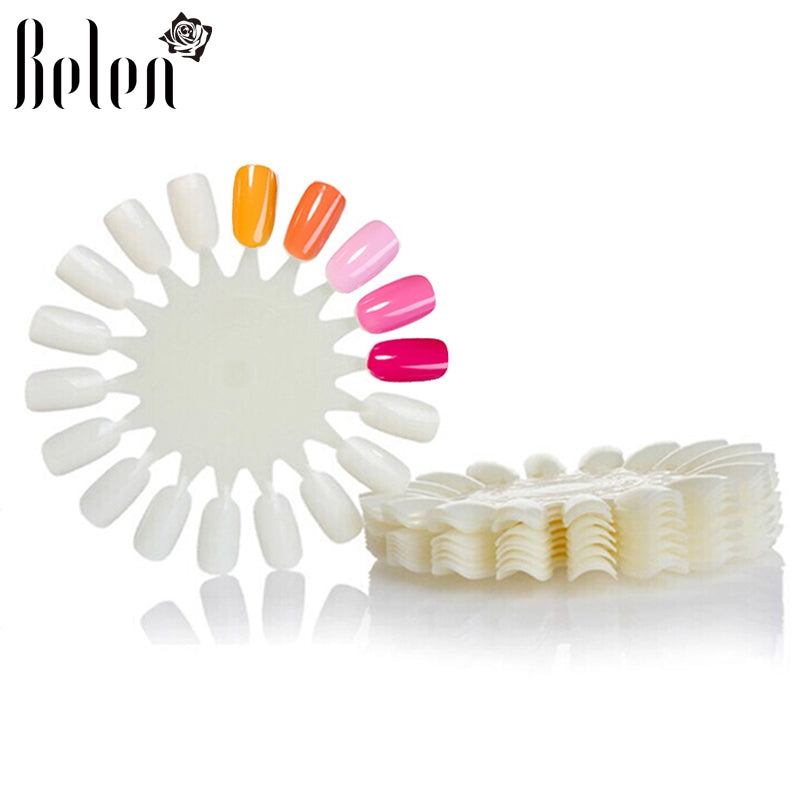 Belen 10PCS Natural White Wheel Polish Color Display Chart Round 180 False Nail Tips False Tips Nail Art Design Acrylic Polish