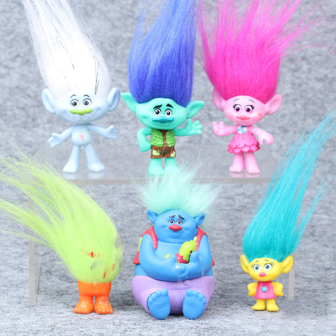 2016 Trolls Movie 6Pcs/Set 8cm Dreamworks Figure Collectible Dolls Poppy Branch Biggie PVC Trolls Action Figures Doll Toy Trolls