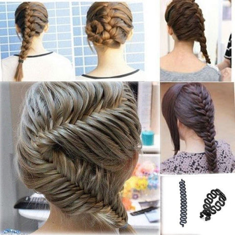 MOONBIFFY Women Lady French Hair Braiding Tool Braider Roller Hook With Magic Hair Twist Styling Bun Maker Hair Band Accessories