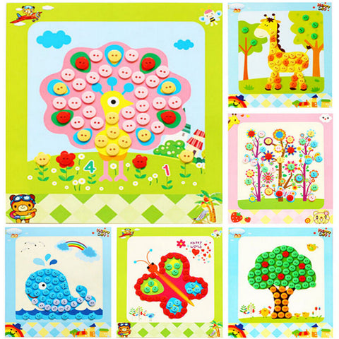 1 Pc Great DIY Button to Craft Painting Kids Creative Sticky Art Educational Handmade Toys for Over 3 Years Babies Children
