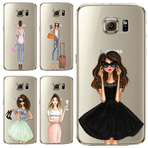 Phone Case for Samsung Galaxy S5 S6 S6Edge S6Edge+ S7 S7edge Cover Soft Silicon Fashion Sexy Modern Lady Girl Mobile Phone Bag