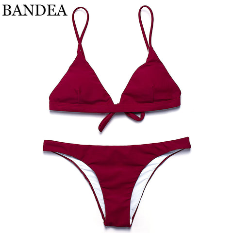 BANDEA 2017 Hot sling bikini solid color women swimwear bikini set swimsuit Very cheeky brazilian bottom Maillot De Bain Bikini