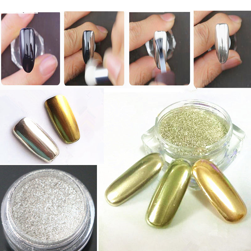 1g/Box Gold Sliver Mirror Glitter Powder For Nails Shinning Dust Nail Art DIY Chrome Pigment Glitters 3D Nail Art Decoration