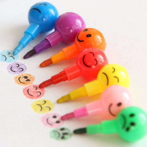 Kids Students Drawing Crayons 7 Colors Smiley Graffiti Wax Crayon Pencil Pen for Drawing Kids Gift Toys