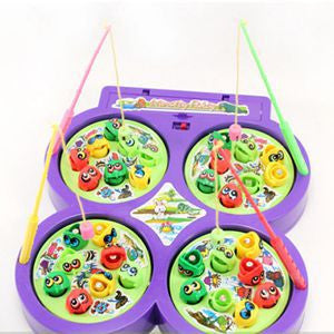 2014 New Child Kid Educational Toy Electric Rotating Magnetic Magnet Fish Go Fishing Game radom color