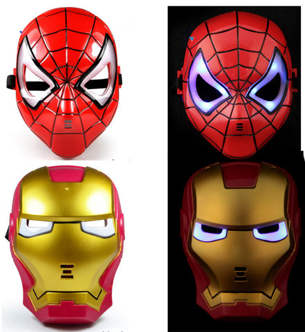 Plastic Avengers Ironman and Spiderman  Electronic Luminous Glow Mask  Toys 2pcs